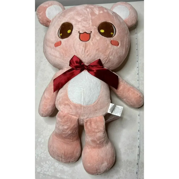 New With Tag! Soft Kawaii Japanese Bear Pink Exclusive Jumbo 24" Round 1 Plush - Picture 4 of 5